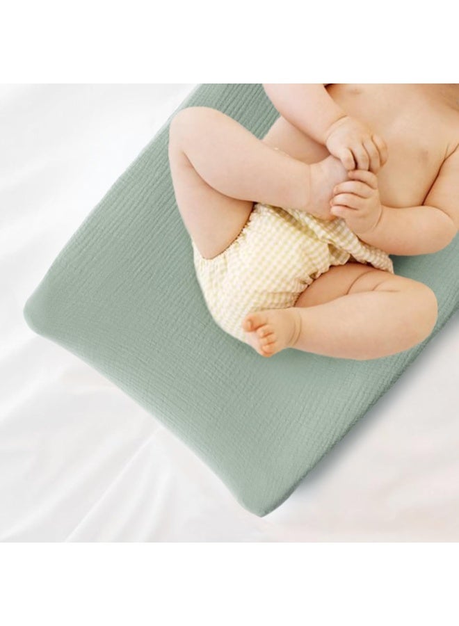 Bukela Muslin Changing Pad Cover for Baby Girls Boys, 100% Cotton Fitted Diaper Chang Table Covers, Soft Breathable Changing Pad Sheets, 2 Pack (Leafy,Green) - Image 4